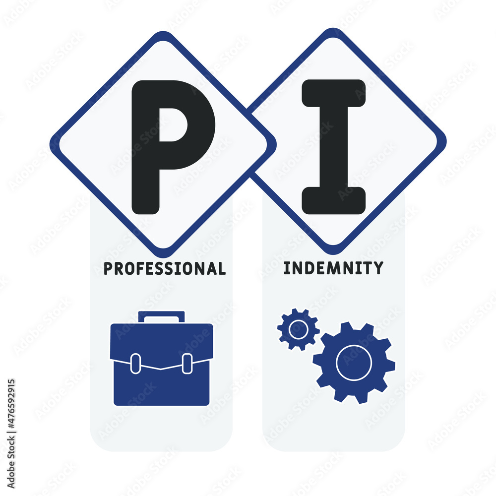 PI - Professional Indemnity acronym. business concept background. vector illustration concept with keywords and icons. lettering illustration with icons for web banner, flyer, landing PI - Professional Indemnity acronym. business concept background. vector illustration concept with keywords and icons. lettering illustration with icons for web banner, flyer, landing