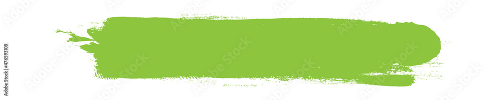 Green brush stroke isolated on white background. Trendy brush stroke vector for green ink paint, grunge backdrop, dirt banner, watercolor design and dirty texture. Brush stroke vector