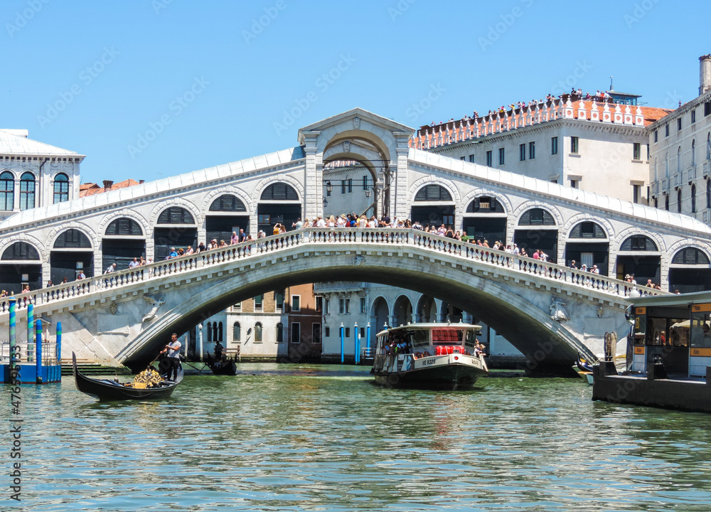 Venice, Italy, July 2017 - view of Rialto Bridge 