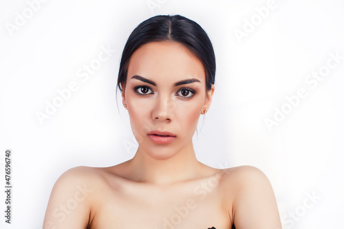 young pretty asian woman close up isolated on white background, spa womans day concept