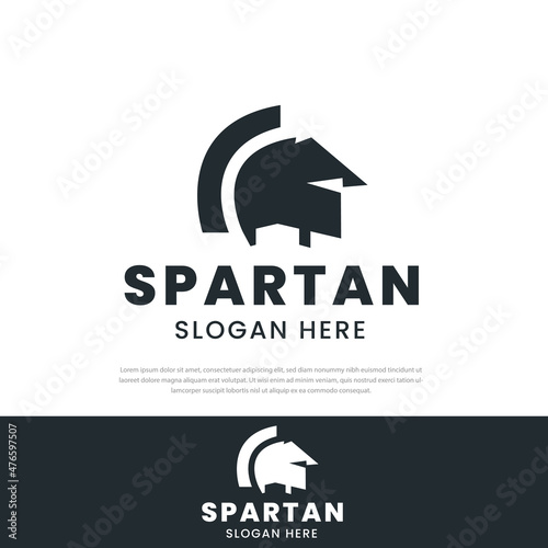 Fototapeta Spartan Helmet design logo, spartan icon, symbol, vector design template