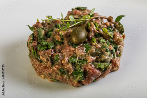 Raw beef tartar with capers