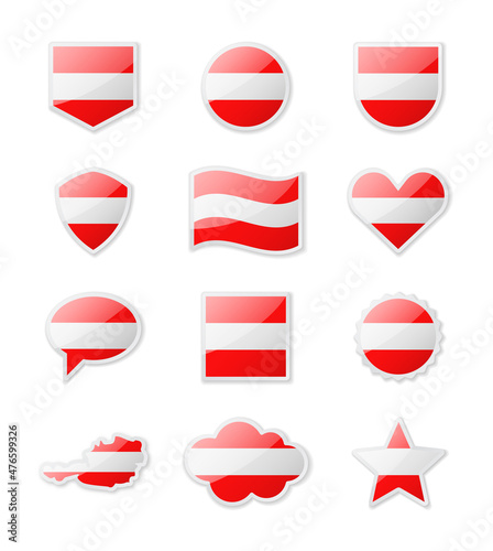 Free Download Austria - set of country flags in the form of stickers of various shapes. - GFXLoad