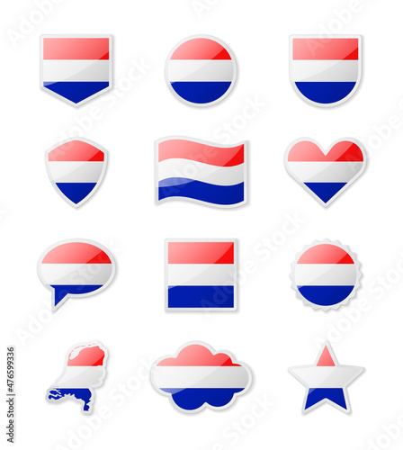 Free Download Netherlands - set of country flags in the form of stickers of various shapes. - GFXLoad