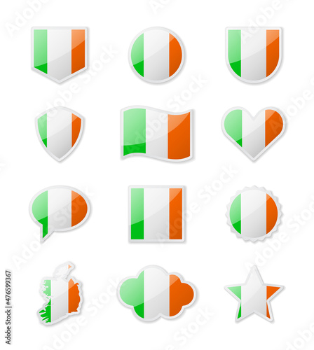 Free Download Ireland - set of country flags in the form of stickers of various shapes. - GFXLoad