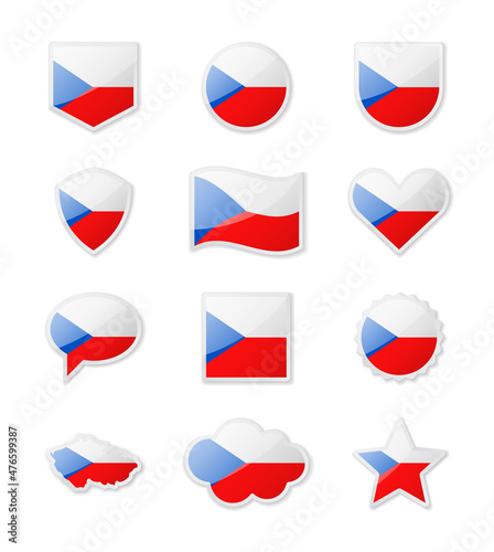 Czech Republic - set of country flags in the form of stickers of various shapes. Free Download Czech Republic - set of country flags in the form of stickers of various shapes. - GFXLoad