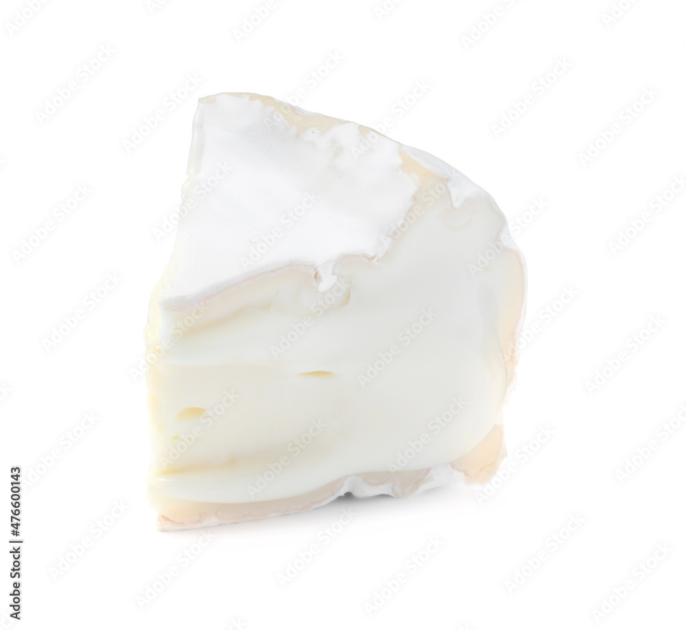 Piece of tasty brie cheese isolated on white Piece of tasty brie cheese isolated on white