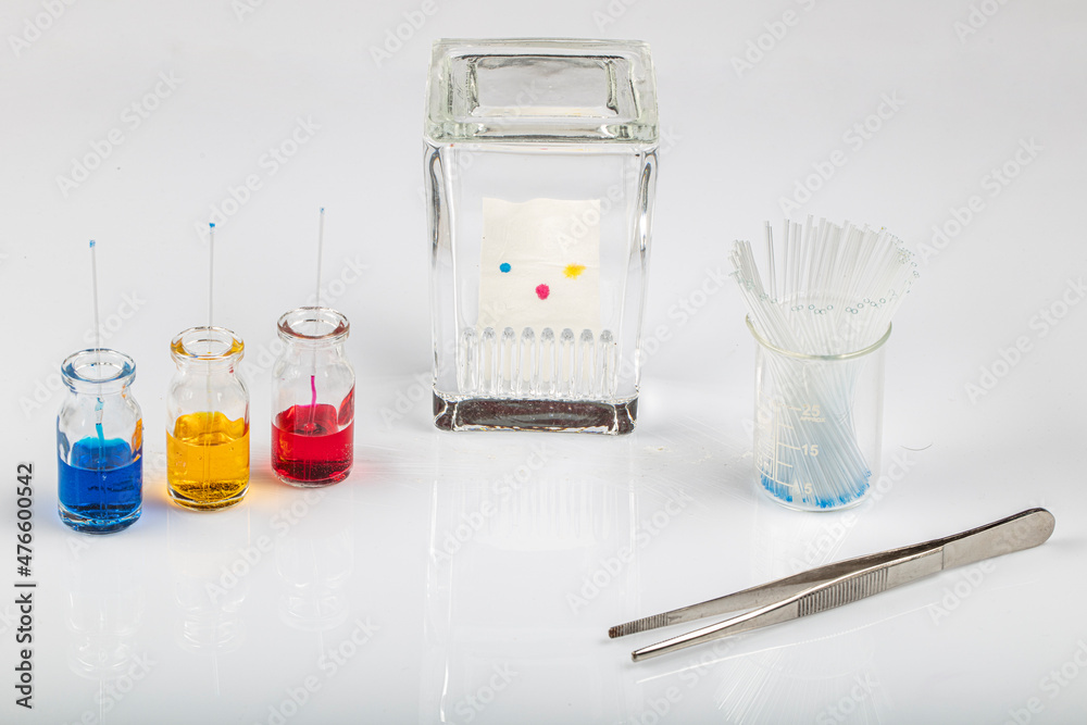 Thin layer chromatography equipments include jar, silica gel, capillary and compounds. TLC