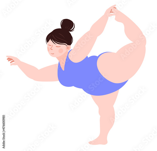 plump girl is engaged in yoga