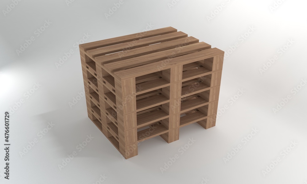 Stack Wooden pallet isolated on white Background,3D Rendering Stack Wooden pallet isolated on white Background,3D Rendering