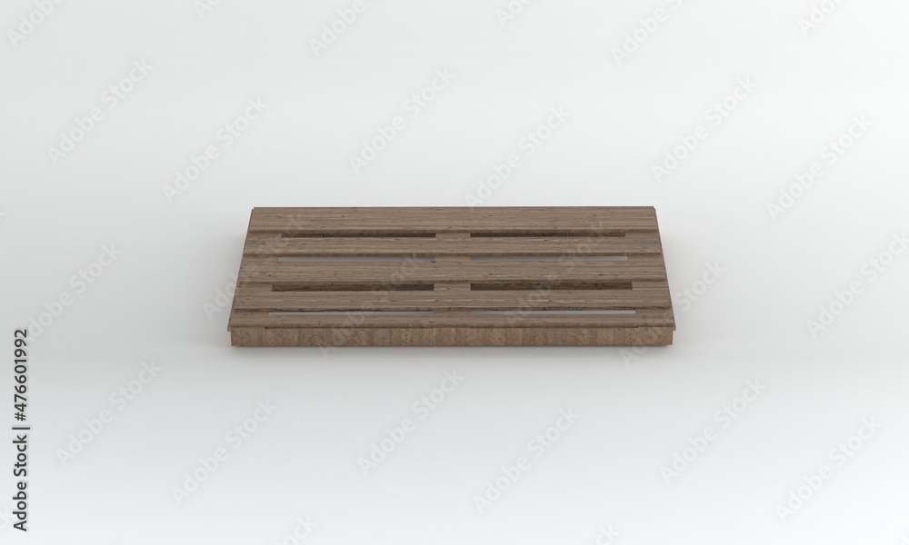 Front View Wooden pallet isolated on white Background,3D Rendering Front View Wooden pallet isolated on white Background,3D Rendering