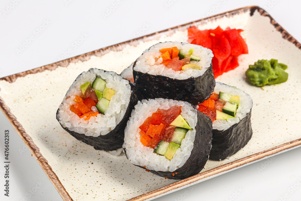 Vegan japanese roll with vegetables Vegan japanese roll with vegetables