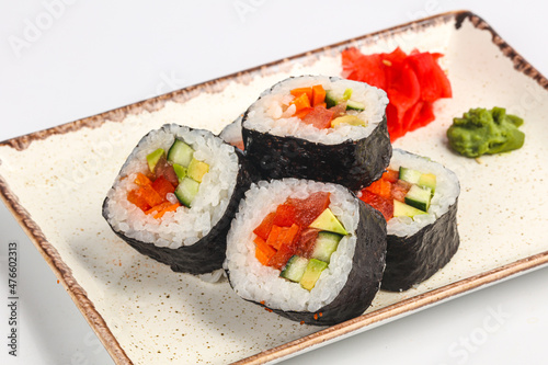 Vegan japanese roll with vegetables