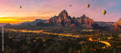 Canvas Sedona Arizona with with baloons and sunset