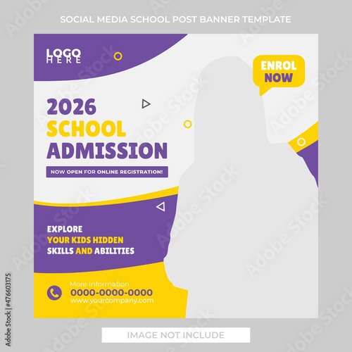 School admission Education social media post template Free