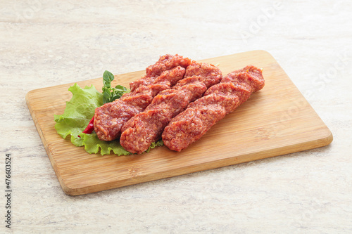 Raw beef kebab minced meat