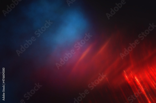 abstract red, blue and black defocused background. bokeh lights