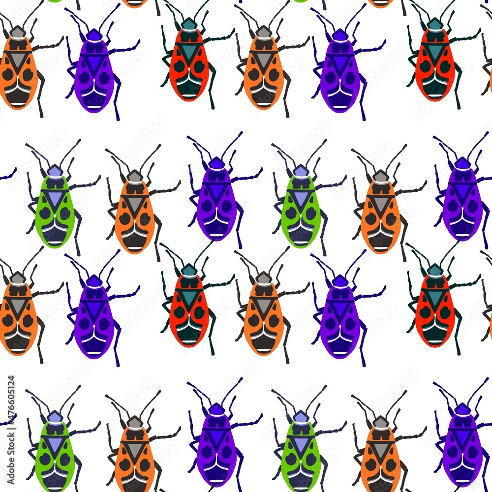 Obraz premium seamless pattern with funny bugs