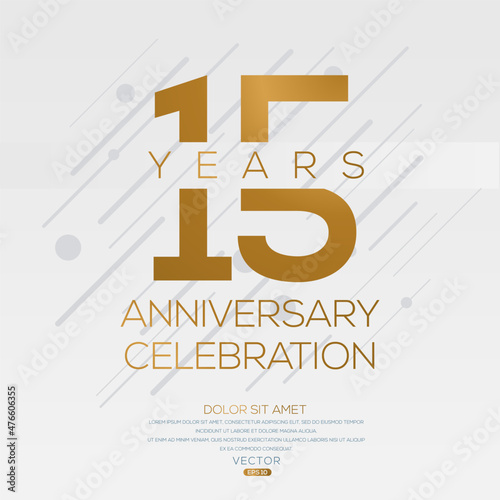 15 years anniversary celebration template, Vector illustration.