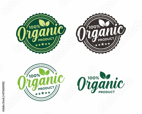 100 percent organic label sticker badge Vector photo
