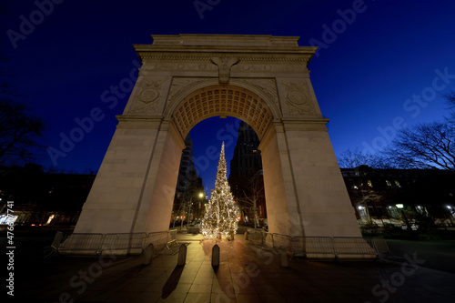 Photography The Christmas tree inside the arch at Washington Square Park in New York City