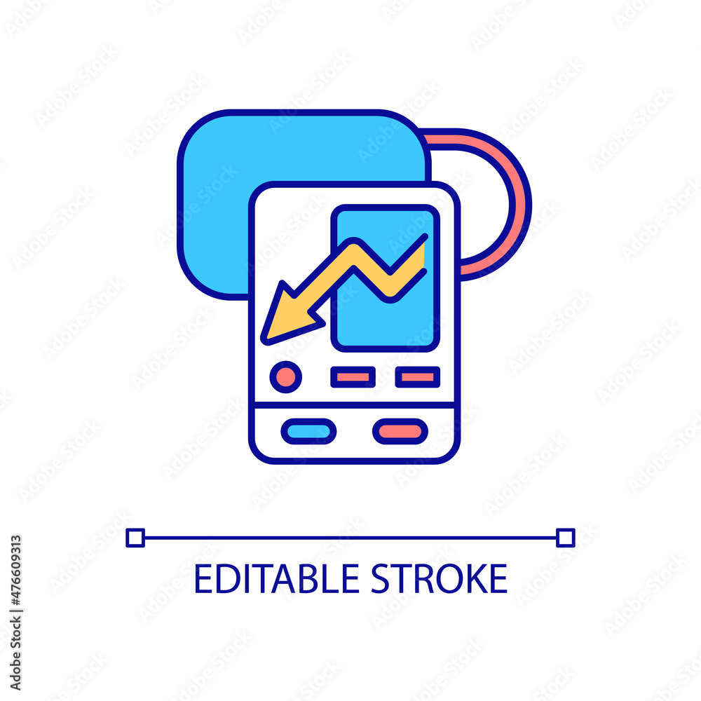 Medical diagnostic device RGB color icon. Patient examination tools. Health care technology. Isolated vector illustration. Simple filled line drawing. Editable stroke. Arial font used Medical diagnostic device RGB color icon. Patient examination tools. Health care technology. Isolated vector illustration. Simple filled line drawing. Editable stroke. Arial font used
