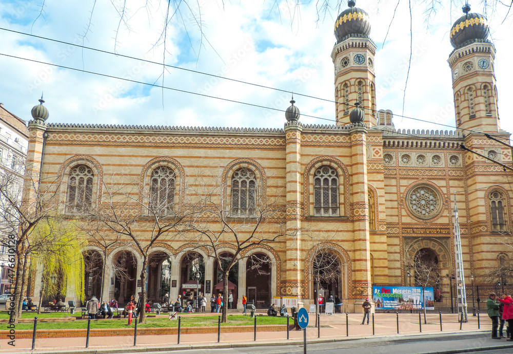 Budapest, Hungary, March 2016 - view of Dohány Street Synagogue also known as the Great Synagogue or Tabakgasse Synagogue