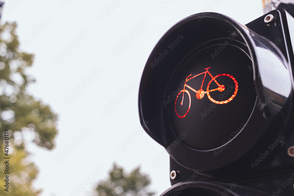 Red traffic light for bicycles. Cycling not allowed.