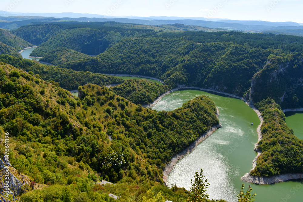 Beautiful view of meanders of Uvac,which are located on the Pester plateau in Serbia,they are also called Serbian Colorado