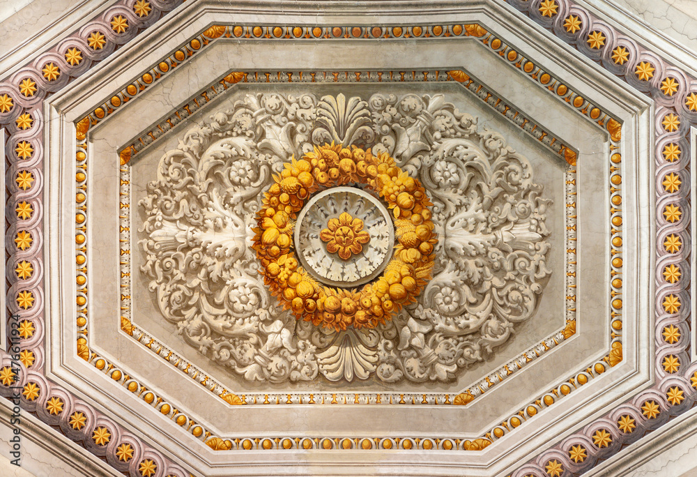 ROME, ITALY - AUGUST 29, 2021: The floral decorative fresco in the church Chiesa di Santa Maria della Scala .