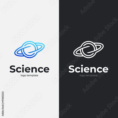 Planet with orbit minimal logo design. Vector illustration.