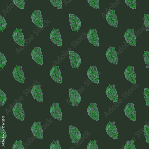 Modern palm leaf seamless pattern with hand drawn foliage print. Abstract art nature background. Vector illustration for seasonal textile.