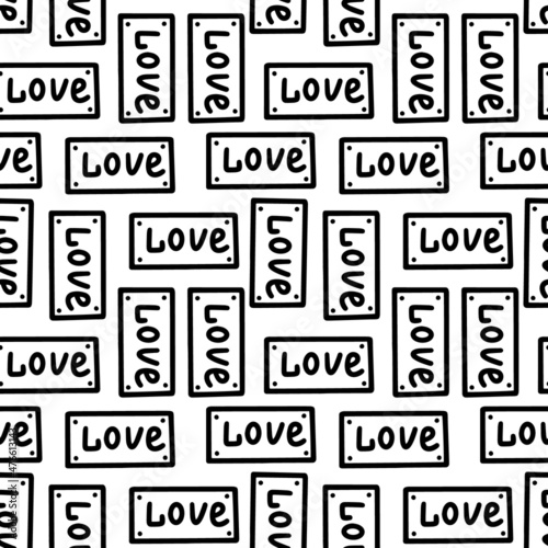 Seamless pattern with a sign with the inscription love. Vector illustration. Design for Valentines day