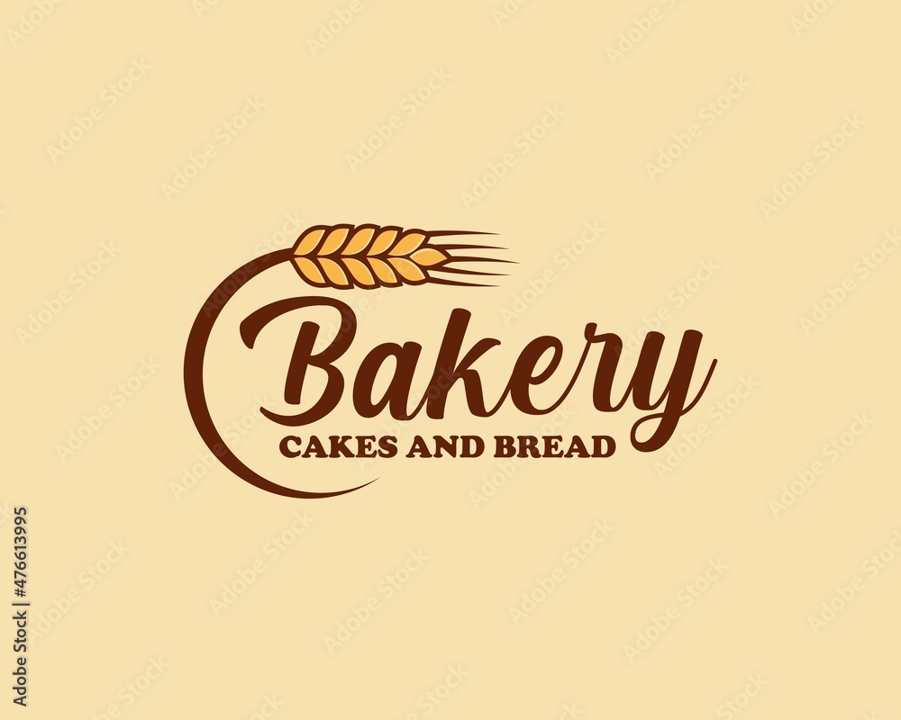 Bakery bread and cakes flat logo Bakery bread and cakes flat logo