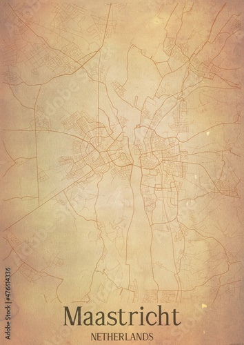 Vintage map of Maastricht Netherlands.