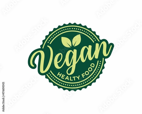 Vegan healty food product label sticker badge Vector