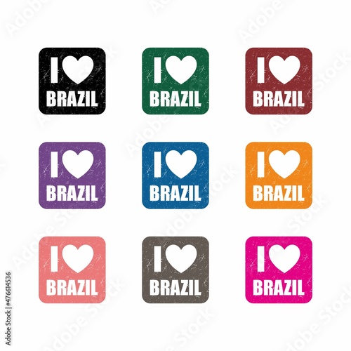 I love brazil sticker stamp logo