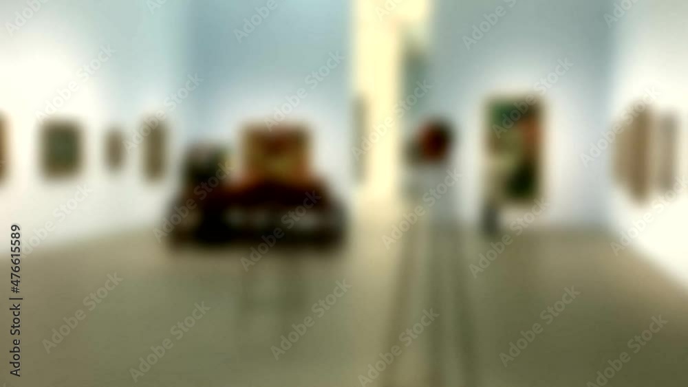 Interior of one of the beautiful halls of Museum of Urban and Contemporary Art. Blurred view Interior of one of the beautiful halls of Museum of Urban and Contemporary Art. Blurred view