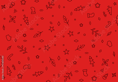 Christmas seamless pattern with simple line designs 