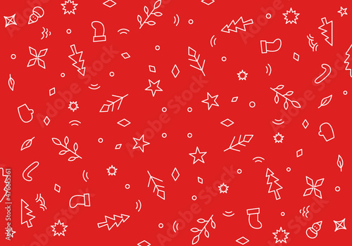 Christmas seamless pattern with simple line designs 