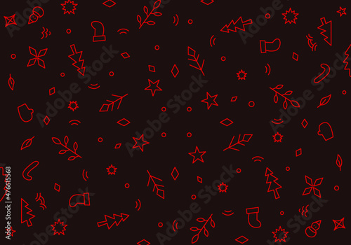Christmas seamless pattern with simple line designs 