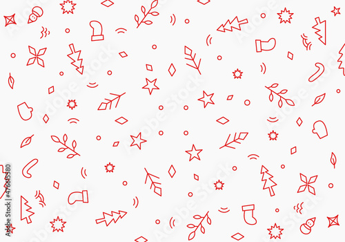 Christmas seamless pattern with simple line designs 
