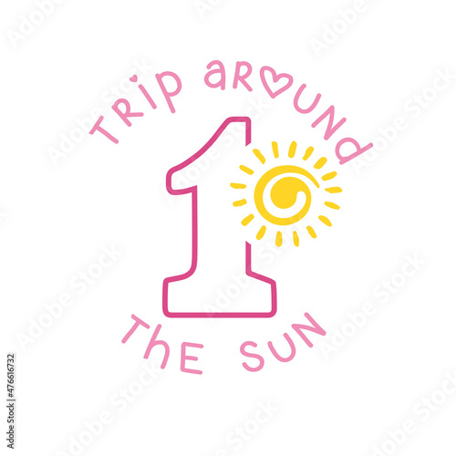 Trip around the world, first birthday baby girl