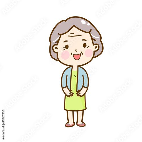 Cartoon Grandma character.