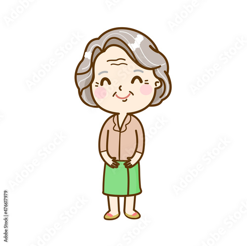 Cartoon Grandma character.