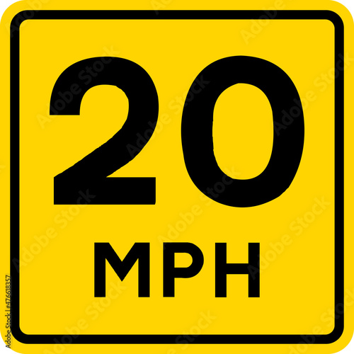 Speed limit 20 mph sign. Road safety signs and symbols. photo