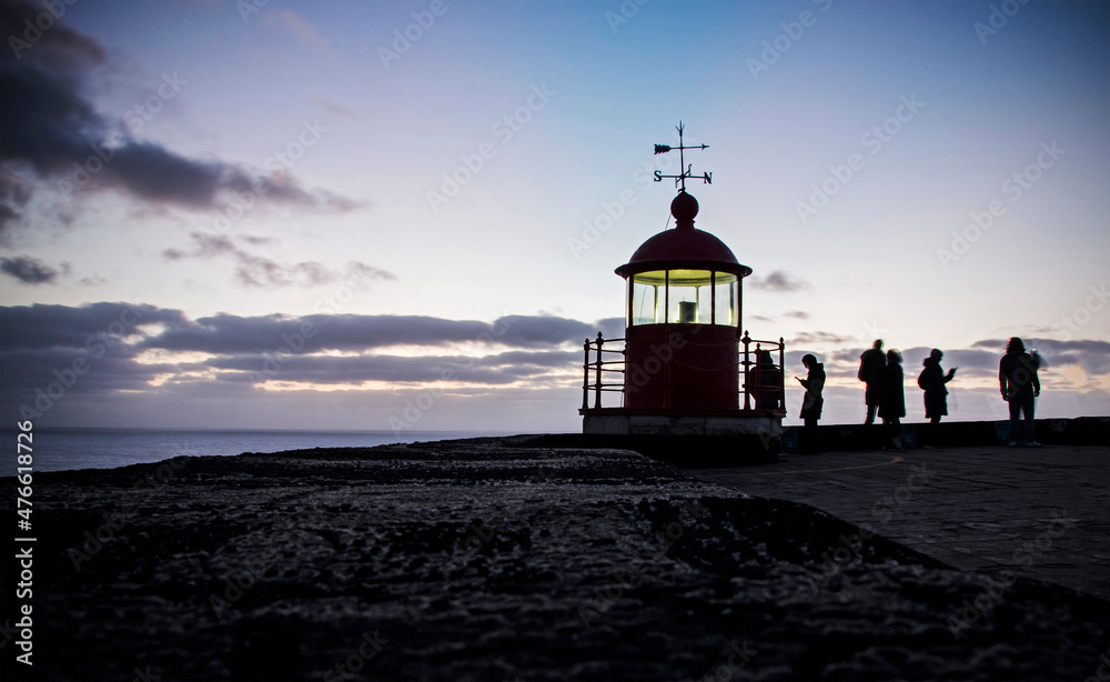 Lighthouse, north beach in Nazaré, Portugal