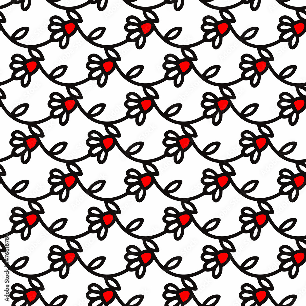 Simple ornamental horizontal seamless pattern with chamomile flowers. Vector illustration Simple ornamental horizontal seamless pattern with chamomile flowers. Vector illustration