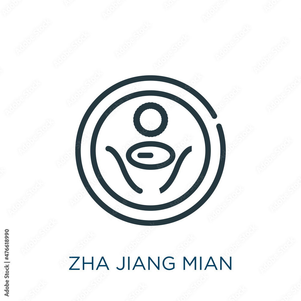 zha jiang mian thin line icon. transparent, chineseculture linear icons ...
