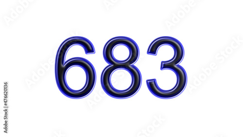 blue 683 number 3d effect white background
